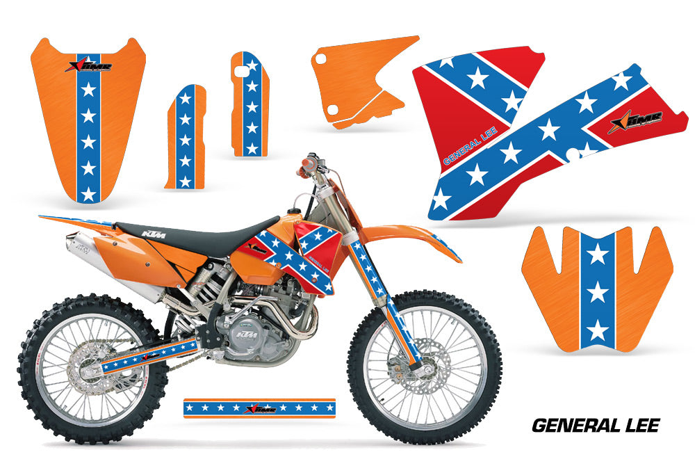 general lee motorcycle helmet Dirt Bike Graphics Kit Decal Wrap For KTM SX SXS EXC MXC 2001-2004 GENERAL  LEE