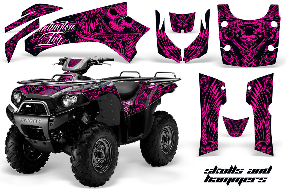ATV Graphics Kit Quad Decal Wrap For Kawasaki Brute Force 750i 2005-2011 HISH PINK