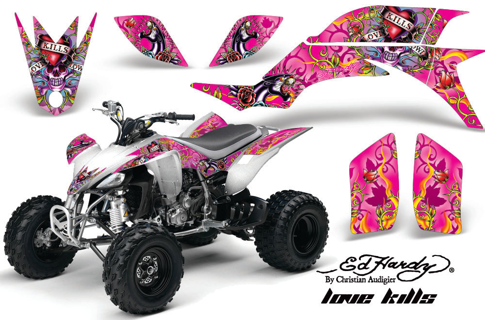 Quad Grafik Aufkleber Pink Suzuki LT50 Quad Grafik-Aufkleber-Set – Pink, Mit Name & Nummer, MX-Vinyl Helm Zubehör Motorrad