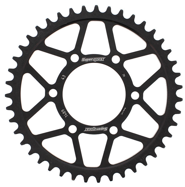 Supersprox Steel Rear Sprocket (525 / 43T) (Black) For 04-22 KAWASAKI ZX10R