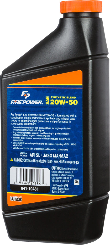 FIRE POWER SYNTHETIC BLEND 4-STROKE OIL 20W-50 QT 12/CASE 196975