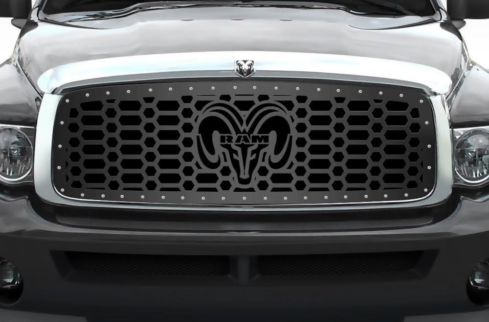 1 Piece Steel Grille for Dodge Ram 1500/2500/3500 2002-2005 - RAM HEAD-atv motorcycle utv parts accessories gear helmets jackets gloves pantsAll Terrain Depot