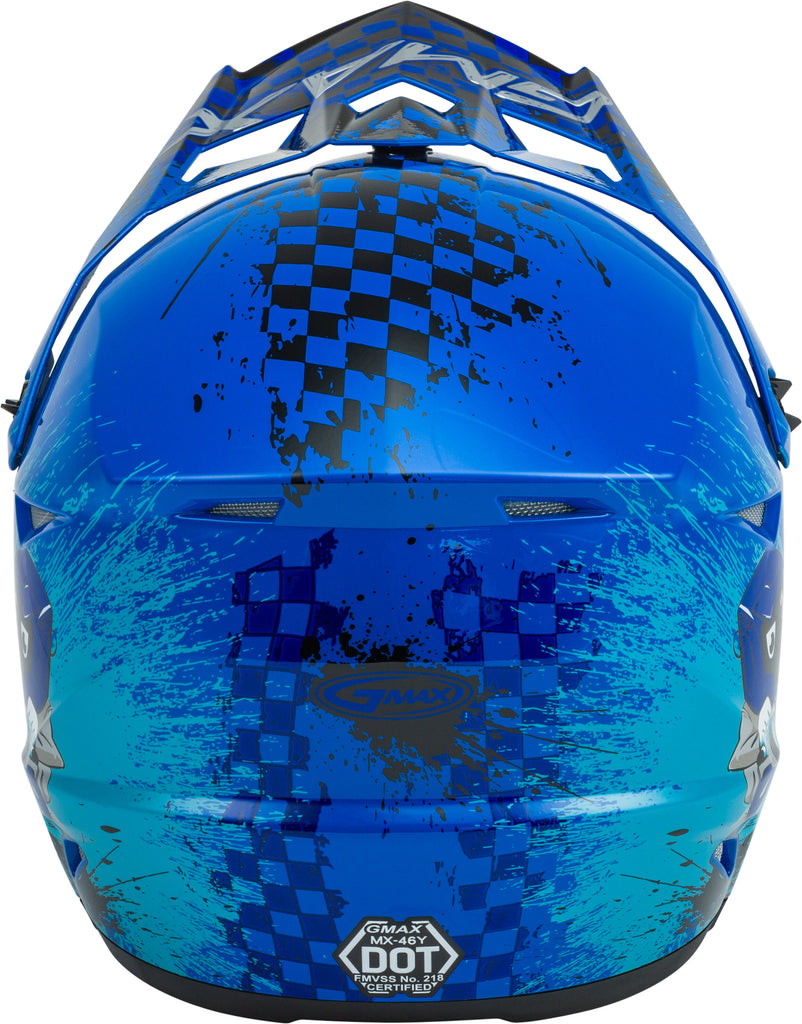 GMAX YOUTH MX-46Y OFF-ROAD ANIM8 HELMET BLUE/SILVER/BLACK YM G3461041