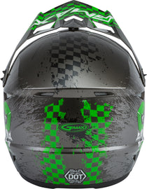 GMAX YOUTH MX-46Y OFF-ROAD ANIM8 HELMET DARK SILVER/GREEN YL G3461802