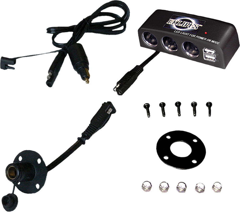 EKLIPES MOTORCYCLE TANK BAG MULTIPORT CHARGING STATION BLACK EK1-214B