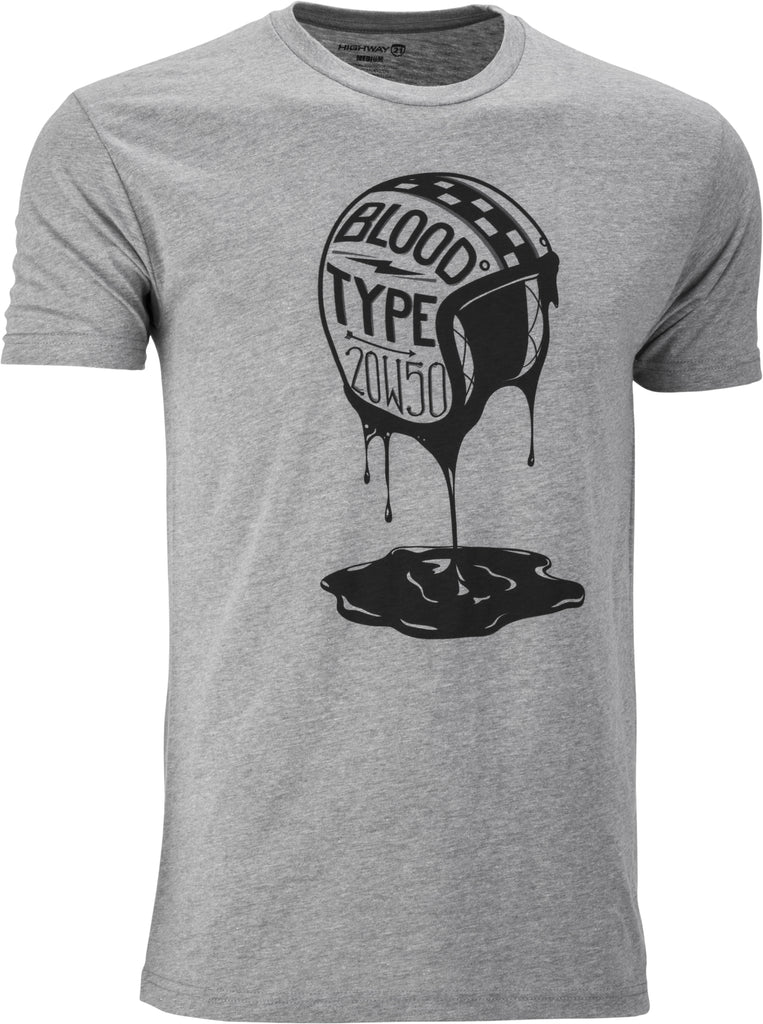 HIGHWAY 21 BLOOD TYPE TEE HEATHER MD #6331 489-1926~3