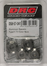 DRC ALUMINUM SPACERS TYPE 11 TITANIUM M6X12MM 4/PK D58-57-341