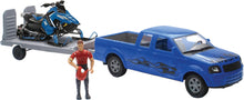 Load image into Gallery viewer, NEW-RAY REPLICA 1:18 TRK/TRAILER/SLED TRUCK BLUE/POLARIS BLUE SS-37406