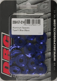 DRC ALUMINUM SPACERS TYPE 11 BLUE M6X12MM 20/PK D58-57-314