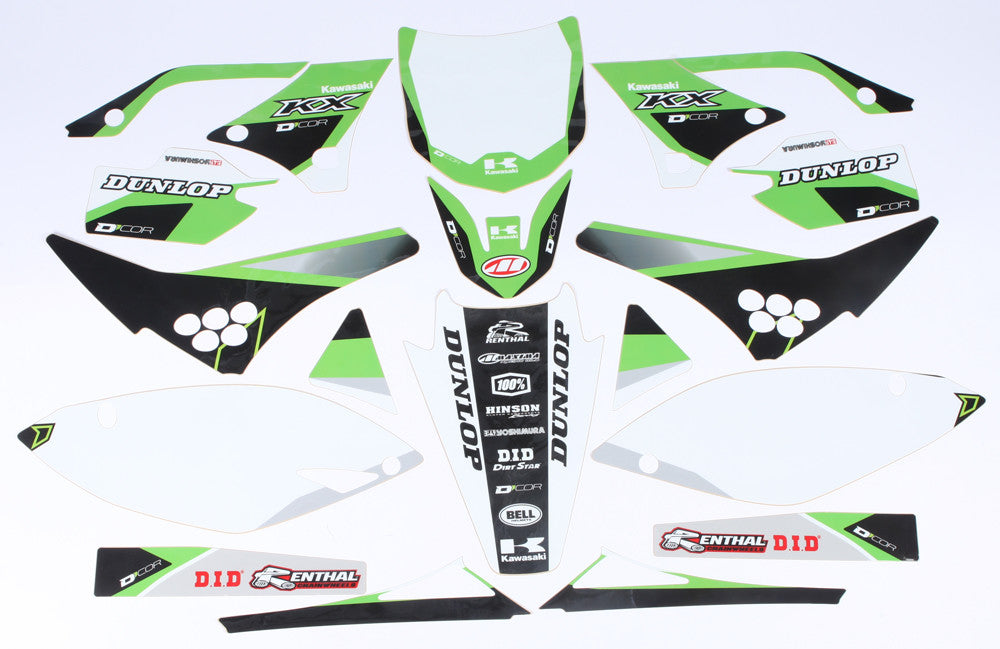 D'COR KAWASAKI RACELINE GRAPHICS COMPLETE KIT WHITE 20-20-455
