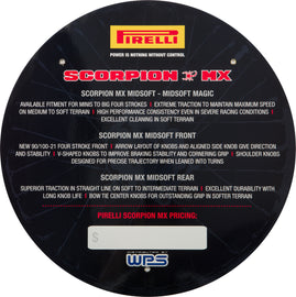 PIRELLI TIRE INSERT DISPLAY SIGN SCORPION MID-SOFT PIRELLI SC SOFT SIGN