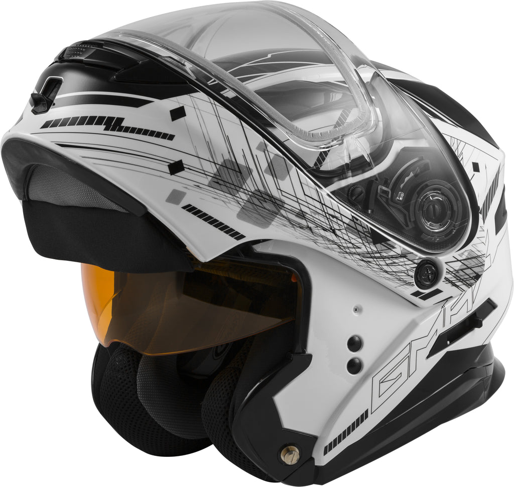 GMAX MD-01S MODULAR WIRED SNOW HELMET WHITE/BLACK XS G2011243D TC-15