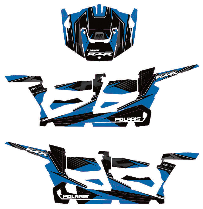 D'COR POL RZR4 COMPLETE GRAPHIC KIT BLUE/BLACK 20-60-109
