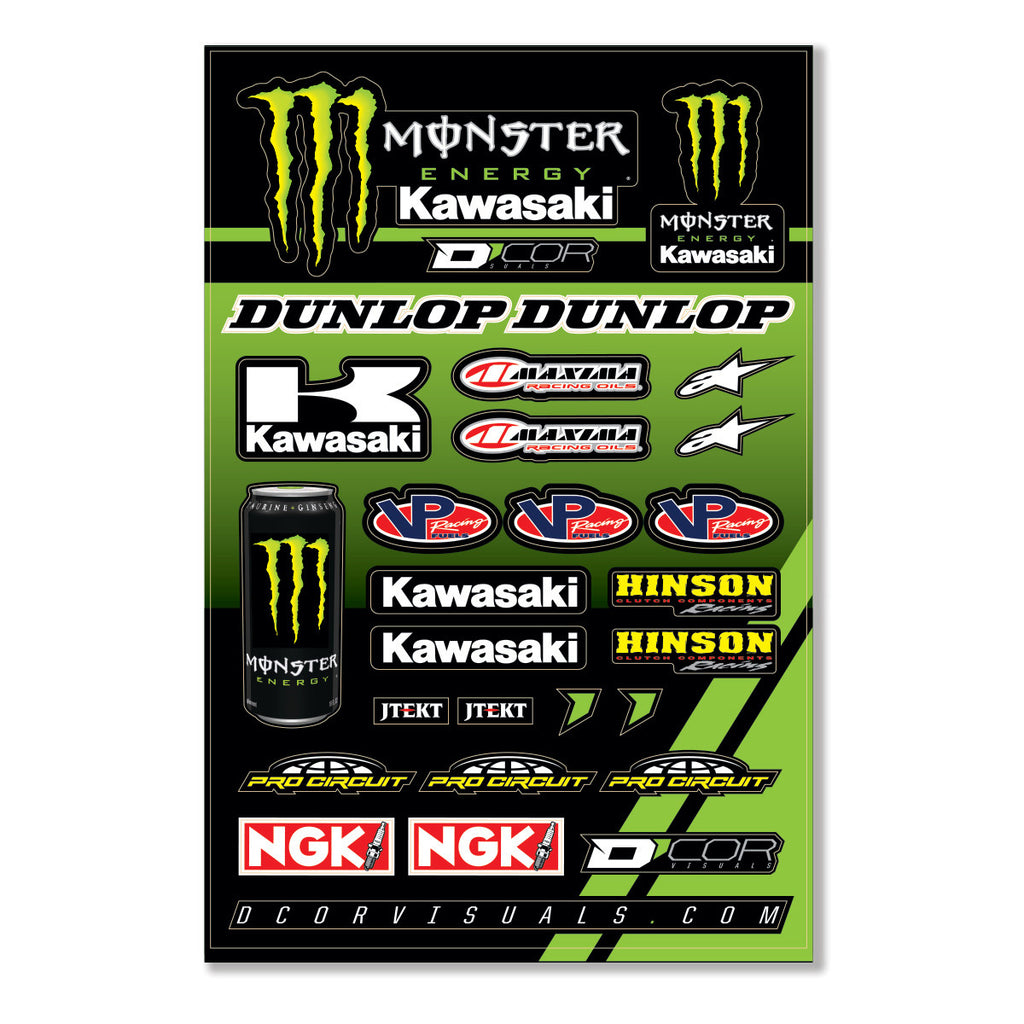 D'COR MONSTER KAW DECAL SHT12MIL MONSTER KAW RACING DECAL SHEET 40-20-117
