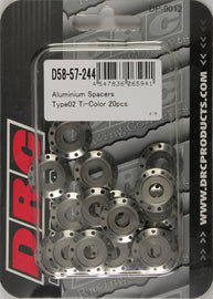DRC ALUMINUM SPACERS TYPE 2 TITANIUM M6X12MM 20/PK D58-57-244