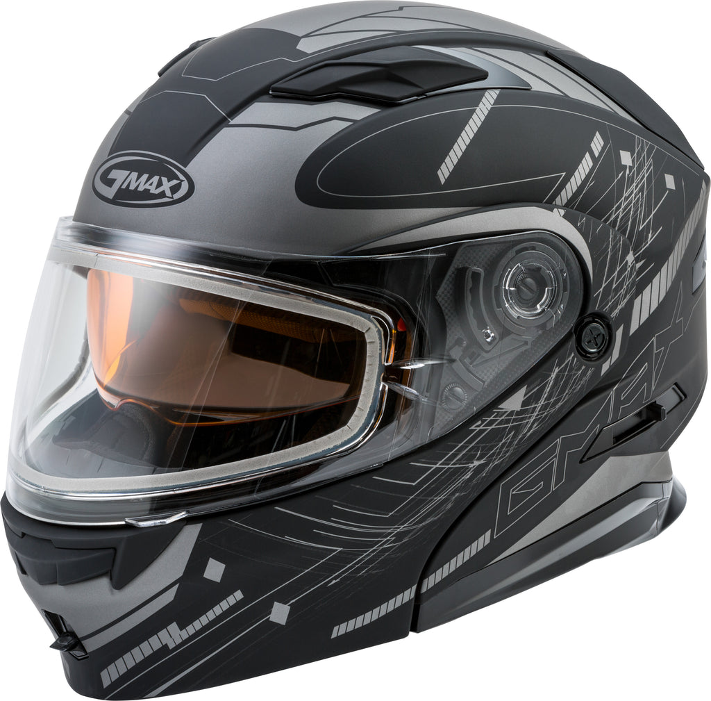 GMAX MD-01S MODULAR WIRED SNOW HELMET MATTE BLACK/SILVER XS G2011453D TC-17