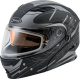 GMAX MD-01S MODULAR WIRED SNOW HELMET MATTE BLACK/SILVER XS G2011453D TC-17