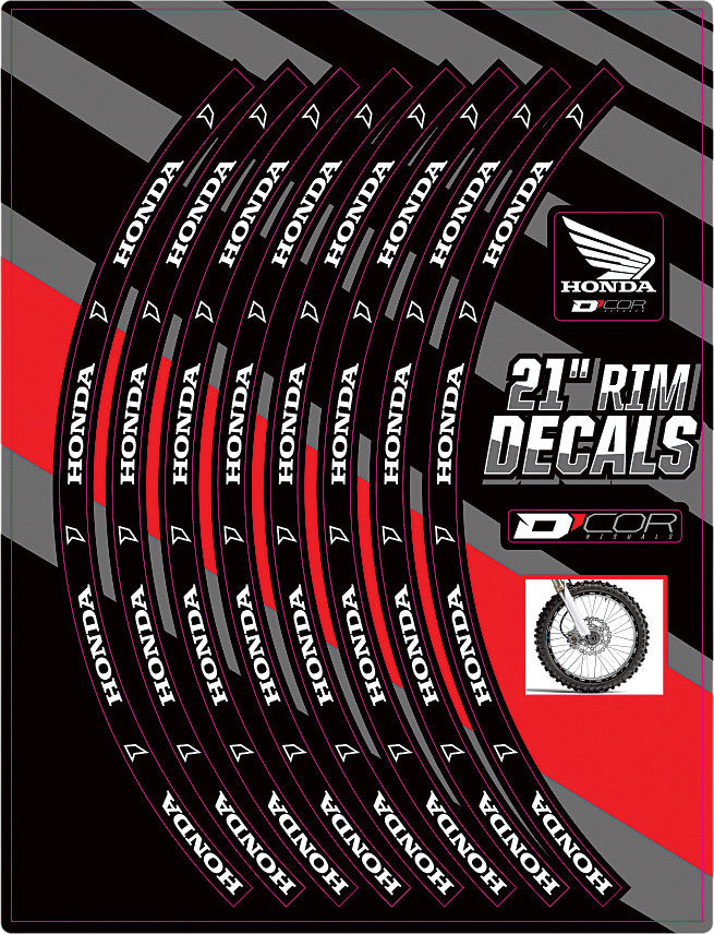 D'COR RIM DECALS 21" HONDA LOGO FRONT 40-80-200