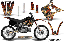 Dirt Bike Graphics Kit Decal Wrap For Kawasaki KX125 KX250 1990-1991 FIRESTORM BLACK-atv motorcycle utv parts accessories gear helmets jackets gloves pantsAll Terrain Depot