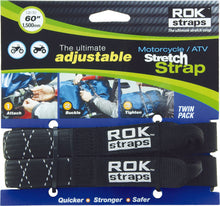 Load image into Gallery viewer, ROKSTRAPS MOTORCYCLE STRAP BLACK/REFLECTIVE 18&quot;X60&quot;X1&quot; ROK10050