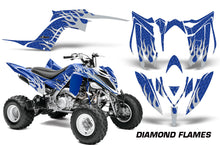 Load image into Gallery viewer, ATV Graphics Kit Decal Sticker Wrap For Yamaha Raptor 700R 2013-2018 DIAMOND FLAMES SILVER BLUE-atv motorcycle utv parts accessories gear helmets jackets gloves pantsAll Terrain Depot