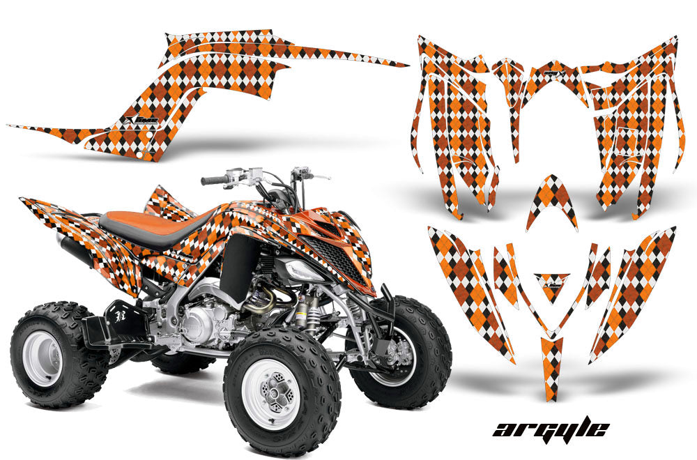 ATV Graphics Kit Decal Sticker Wrap For Yamaha Raptor 700R 2013-2018 ARGYLE ORANGE-atv motorcycle utv parts accessories gear helmets jackets gloves pantsAll Terrain Depot