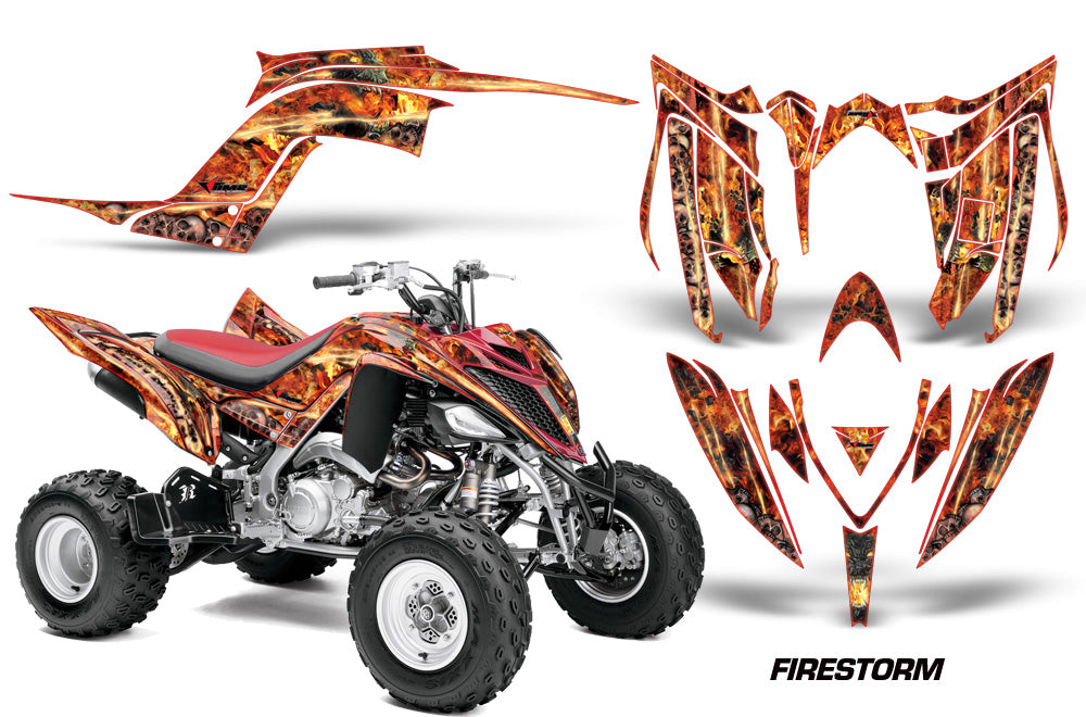 ATV Graphics Kit Decal Sticker Wrap For Yamaha Raptor 700R 2013-2018 FIRESTORM RED-atv motorcycle utv parts accessories gear helmets jackets gloves pantsAll Terrain Depot