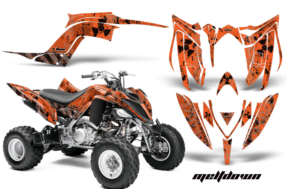 ATV Graphics Kit Decal Sticker Wrap For Yamaha Raptor 700R 2013-2018 MELTDOWN BLACK ORANGE-atv motorcycle utv parts accessories gear helmets jackets gloves pantsAll Terrain Depot