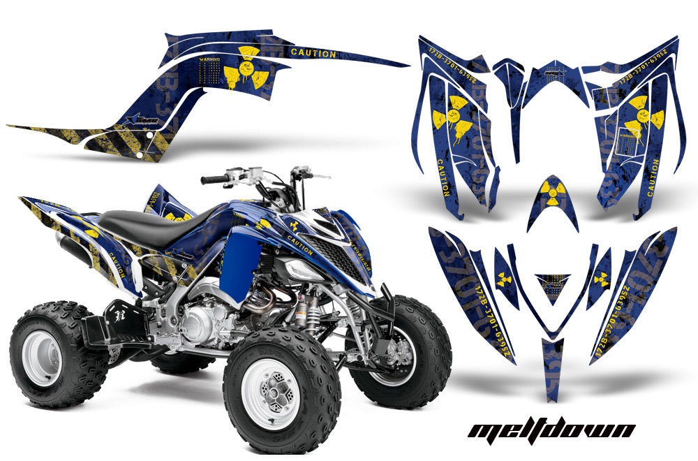 ATV Graphics Kit Decal Sticker Wrap For Yamaha Raptor 700R 2013-2018 MELTDOWN YELLOW BLUE-atv motorcycle utv parts accessories gear helmets jackets gloves pantsAll Terrain Depot