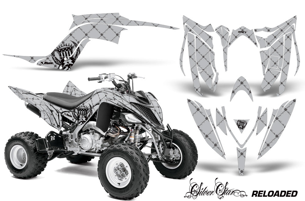 ATV Graphics Kit Decal Sticker Wrap For Yamaha Raptor 700R 2013-2018 RELOADED BLACK SILVER-atv motorcycle utv parts accessories gear helmets jackets gloves pantsAll Terrain Depot