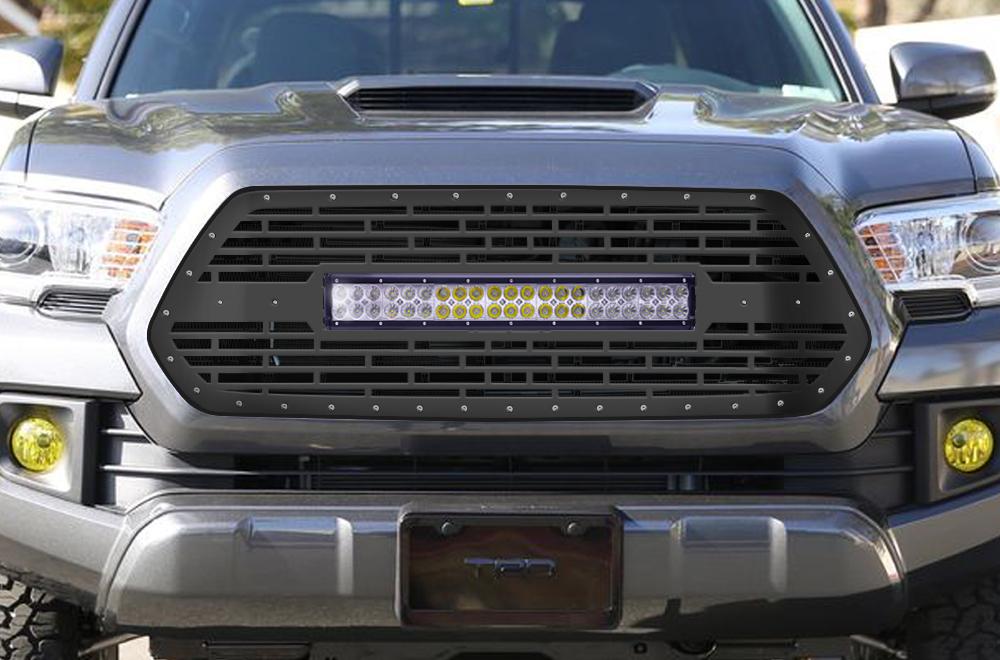 1 Piece Steel Grille for Toyota Tacoma 2016-2017 BRICKS WITH LED LIGHT BAR-atv motorcycle utv parts accessories gear helmets jackets gloves pantsAll Terrain Depot