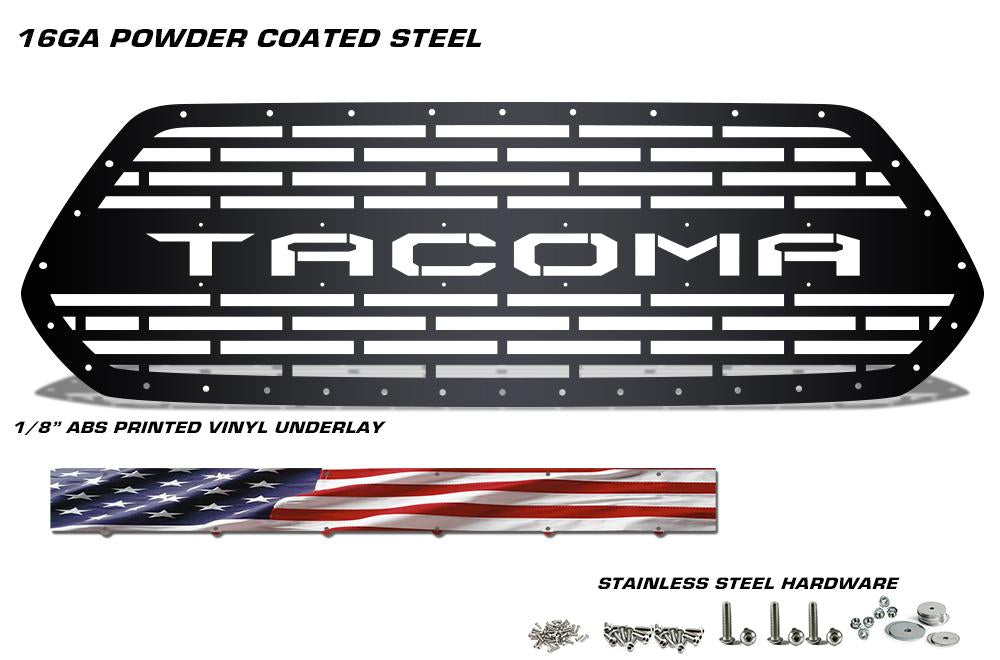 1 Piece Steel Grille for Toyota Tacoma 2016-2017 - TACOMA V2 w/ AMERICAN FLAG VINYL UNDERLAY-atv motorcycle utv parts accessories gear helmets jackets gloves pantsAll Terrain Depot