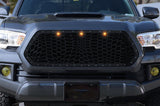 1 Piece Steel Grille for Toyota Tacoma 2016-2017 - MARINE CAMO w/ 3 AMBER RAPTOR LIGHTS
