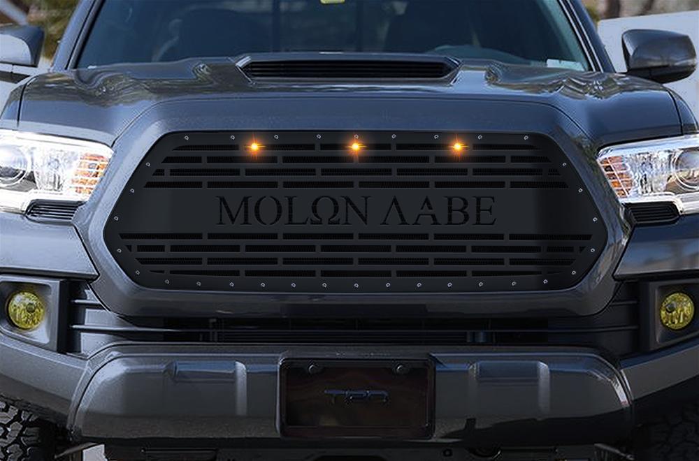 1 Piece Steel Grille for Toyota Tacoma 2016-2017 - MOLON LABE w/ 3 AMBER RAPTOR LIGHTS-atv motorcycle utv parts accessories gear helmets jackets gloves pantsAll Terrain Depot