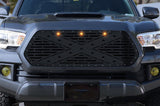 1 Piece Steel Grille for Toyota Tacoma 2016-2017 - REBEL YELL w/ 3 AMBER RAPTOR LIGHTS