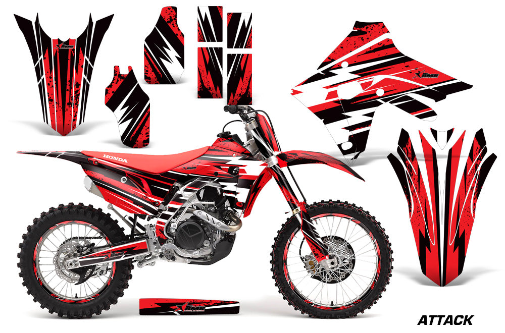 Graphics Decal Sticker Wrap + # Plates For Honda CRF450R CRF450RX 2017+ ATTACK RED-atv motorcycle utv parts accessories gear helmets jackets gloves pantsAll Terrain Depot