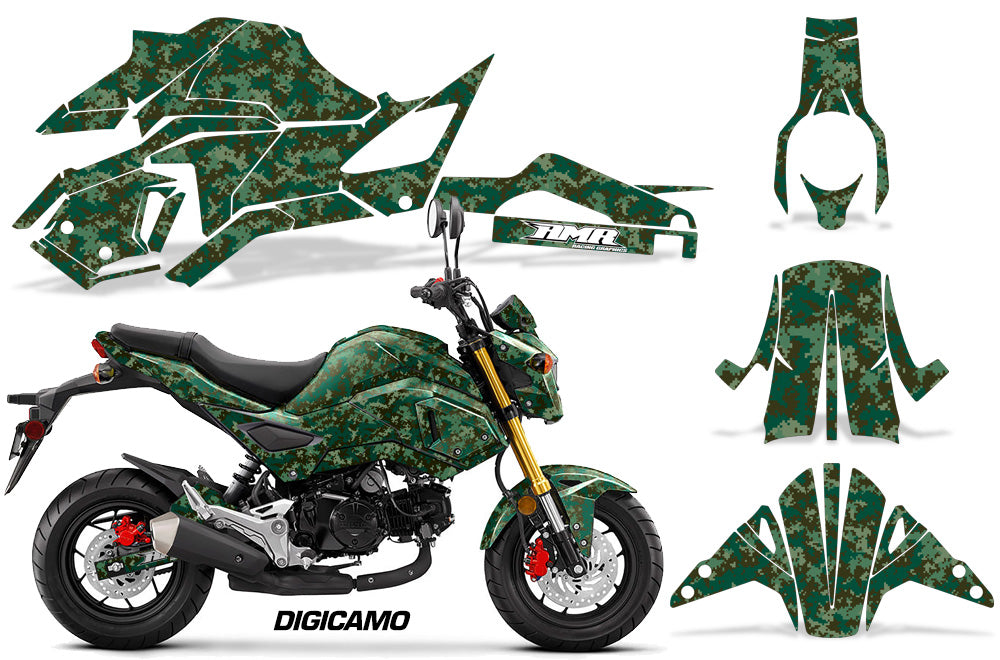 Street Bike Decal Graphic Kit Sticker Wrap For Honda GROM125 2017-2018 DIGICAMO GREEN-atv motorcycle utv parts accessories gear helmets jackets gloves pantsAll Terrain Depot