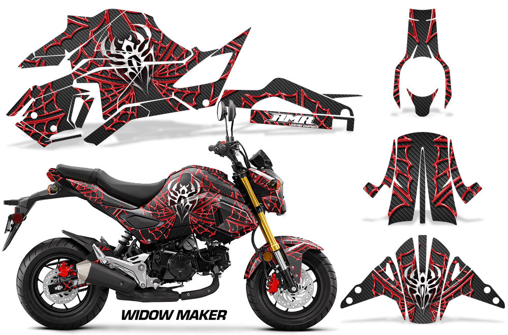 Street Bike Decal Graphic Kit Sticker Wrap For Honda GROM125 2017-2018 WIDOW RED BLACK-atv motorcycle utv parts accessories gear helmets jackets gloves pantsAll Terrain Depot