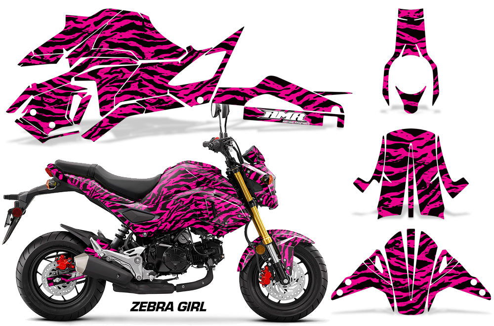 Street Bike Decal Graphic Kit Sticker Wrap For Honda GROM125 2017-2018 ZEBRA PINK BLACK-atv motorcycle utv parts accessories gear helmets jackets gloves pantsAll Terrain Depot