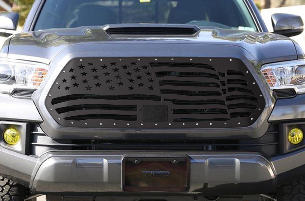 1 Piece Steel Pro Style Grille for Toyota Tacoma 2018 - WAVY AMERICAN FLAG-atv motorcycle utv parts accessories gear helmets jackets gloves pantsAll Terrain Depot