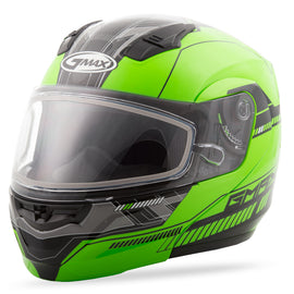 GMAX MD-04S MODULAR QUADRANT SNOW HELMET HI-VIS GREEN/BLACK XS G2041673 TC-23