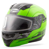 GMAX MD-04S MODULAR QUADRANT SNOW HELMET HI-VIS GREEN/BLACK XS G2041673 TC-23