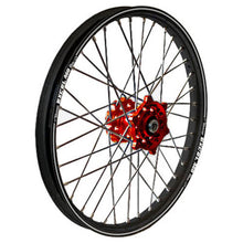 Load image into Gallery viewer, DUBYA FRONT WHEEL SET 1.60X21 RED HUB BLACK RIM 56-3104RB