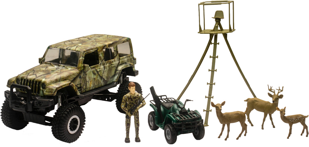 NEW-RAY REPLICA 1:18 JEEP WRANGLER DEER HUNTING PLAY SET 76546