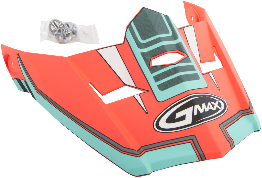 GMAX VISOR W/SCREWS UNCLE MX-46 MATTE ORANGE/TEAL XS-SM G046855