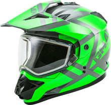 Load image into Gallery viewer, GMAX GM-11S DUAL-SPORT TRAPPER SNOW HELMET GREY/NEON GREEN 2X G2113678