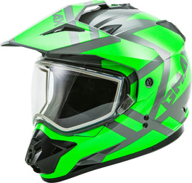 GMAX GM-11S DUAL-SPORT TRAPPER SNOW HELMET GREY/NEON GREEN 2X G2113678