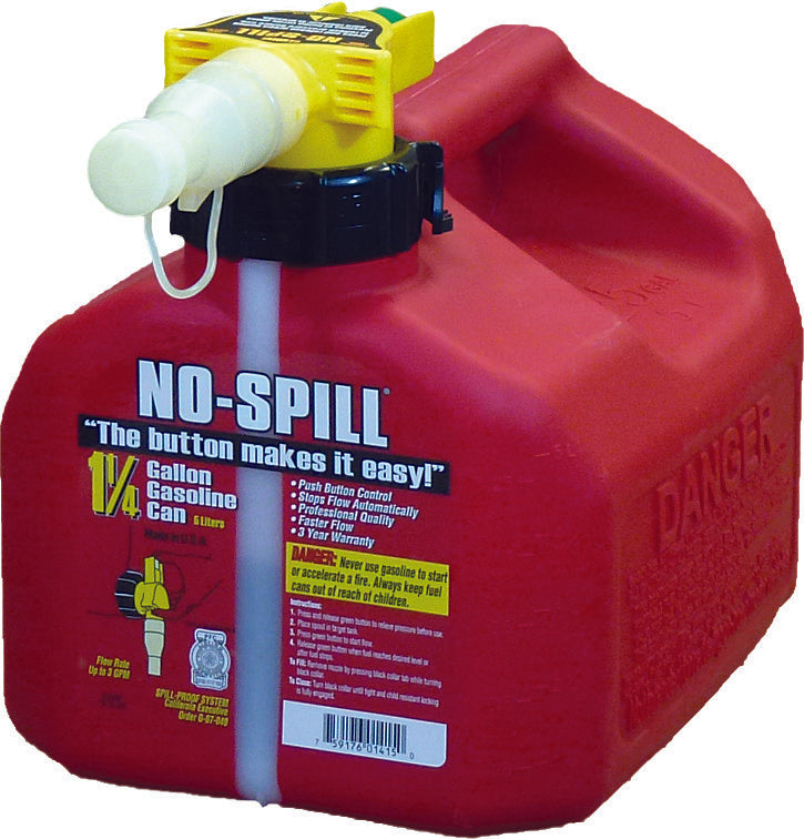 NO-SPILL GAS CAN 1.25 GAL 7.5X8X10 1415-atv motorcycle utv parts accessories gear helmets jackets gloves pantsAll Terrain Depot