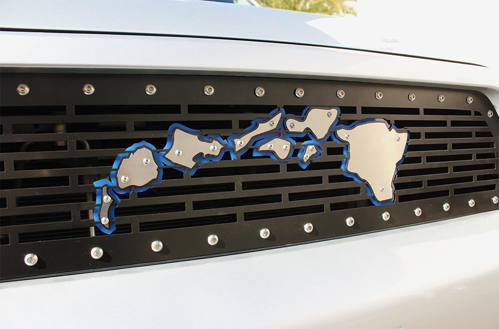 1 Piece Steel Grille for Toyota 4 Runner 2010-2013 - HAWAII SS WITH BLUE ACRYLIC-atv motorcycle utv parts accessories gear helmets jackets gloves pantsAll Terrain Depot