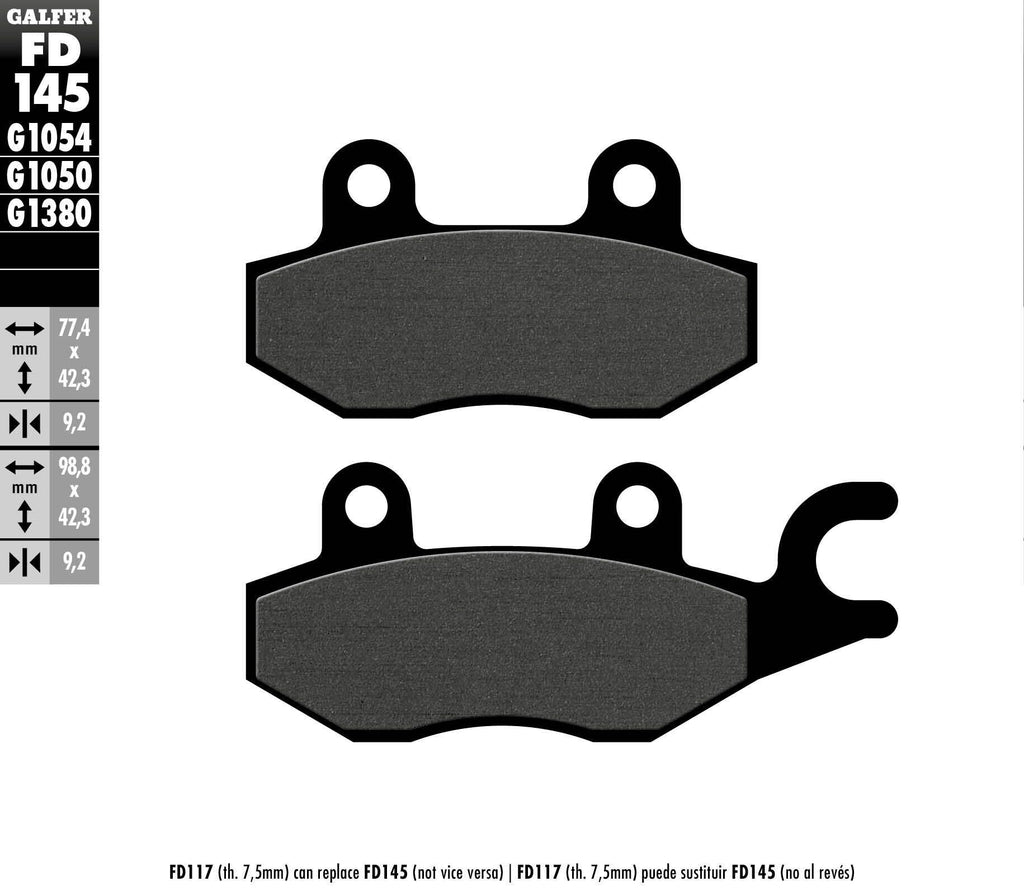 GALFER BRAKE PADS SEMI METALLIC FD145G1054 FD145G1054